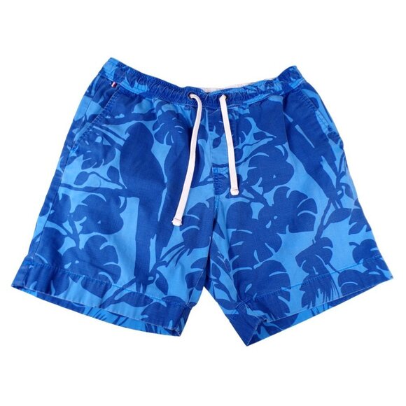Tommy Hilfiger Mens Swimwear Trunks Shorts Blue Parrot Tropical Print Sz S #343 - Picture 1 of 9
